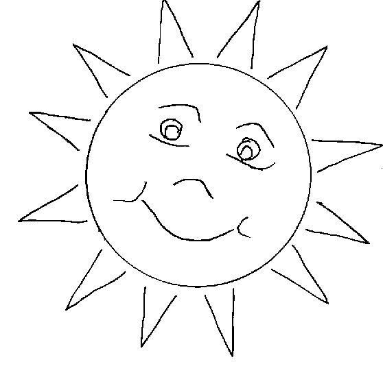 Coloriage d'un soleil souriant entouré de rayons