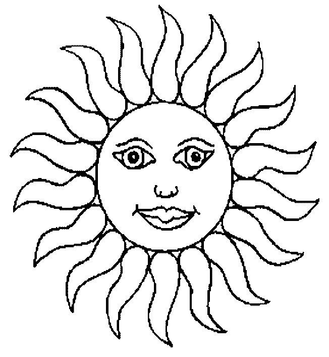 Un soleil souriant entouré de rayons et de motifs ludiques