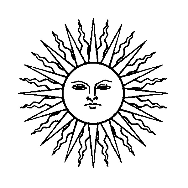 Un soleil souriant illuminant un paysage joyeux