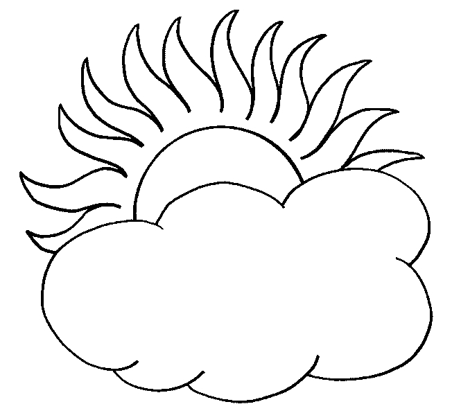 Coloriage d'un soleil rayonnant entouré de nuages