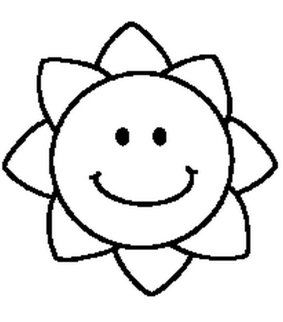 Coloriage d'un soleil souriant avec des rayons joyeux