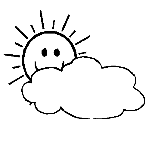 Coloriage d'un soleil souriant avec des rayons émanants