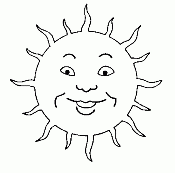 Coloriage d'un soleil rayonnant entouré de nuages