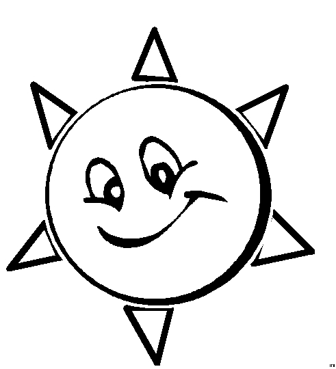 Coloriage d'un soleil souriant entouré de nuages