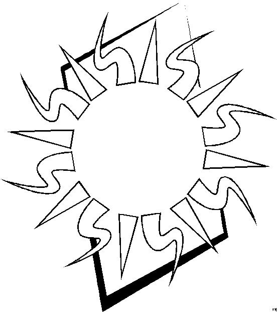Coloriage d'un soleil souriant entouré de rayons joyeux