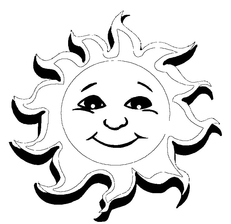 Coloriage d'un soleil souriant entouré de rayons