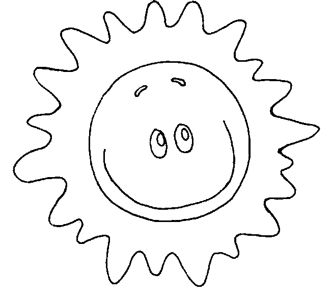 Coloriage d'un soleil souriant entouré de nuages