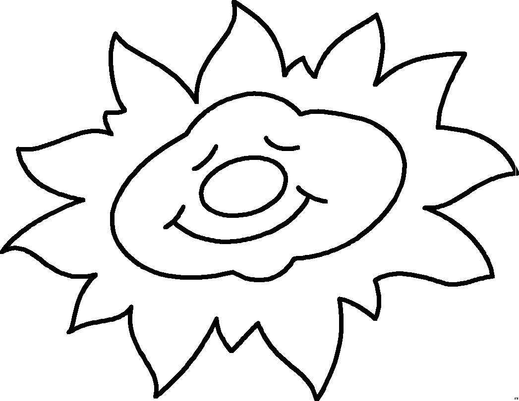 Coloriage d'un soleil souriant entouré de nuages