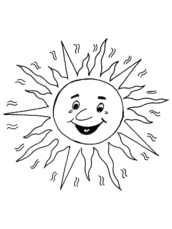 Coloriage d'un soleil souriant entouré de rayons stylisés