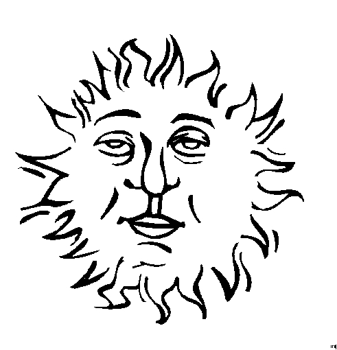 Coloriage d'un soleil souriant entouré de nuages