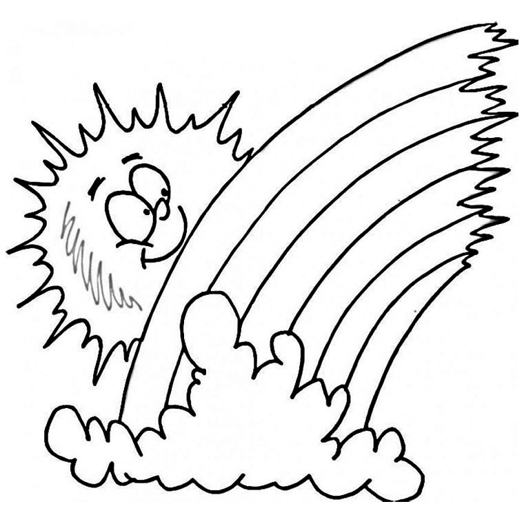 Coloriage de soleil souriant entouré de rayons joyeux
