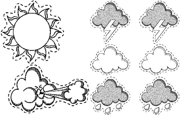 Coloriage d'un soleil souriant au centre d'un ciel dégagé