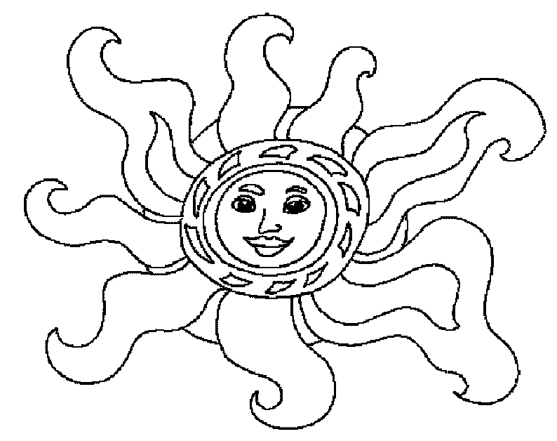 Coloriage d'un soleil souriant entouré de rayons