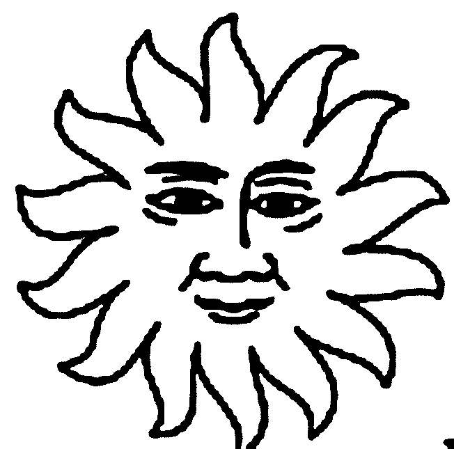 Coloriage d'un soleil souriant avec des rayons lumineux