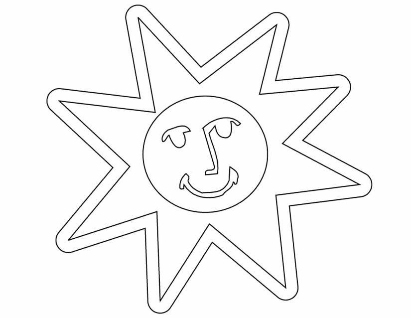 Un soleil souriant parmi des rayons enjoués