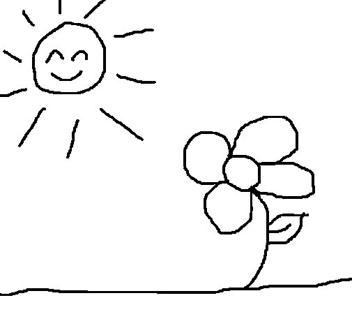 Coloriage d'un soleil souriant entouré de rayons et de nuages