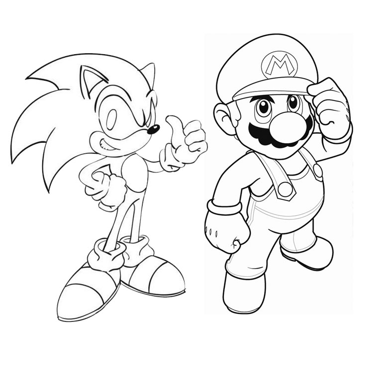 Coloriage de Sonic le hérisson en pleine course