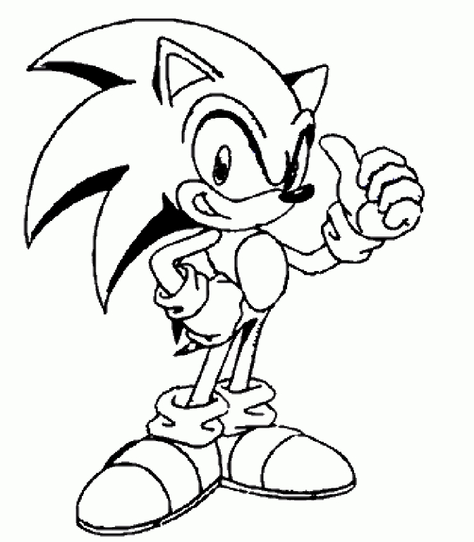 Coloriage de Sonic se préparant à courir à toute vitesse