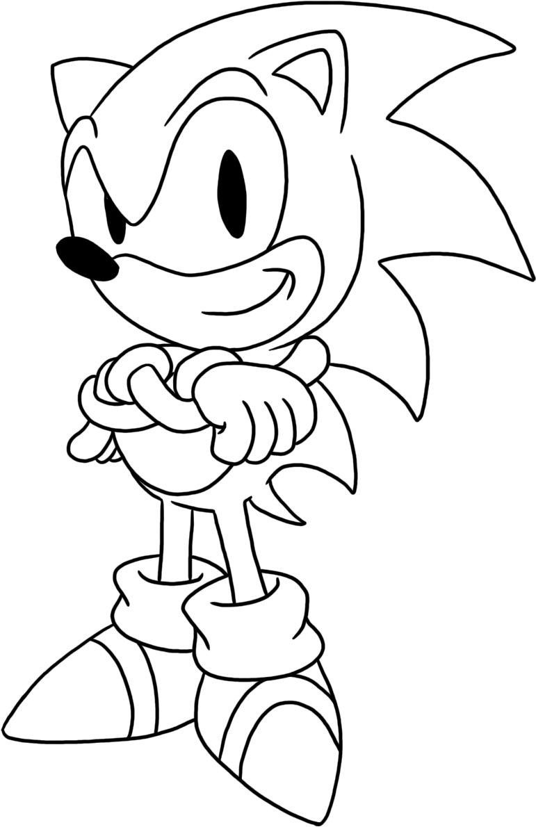 Coloriage de Sonic le Hérisson en pleine course sur un chemin