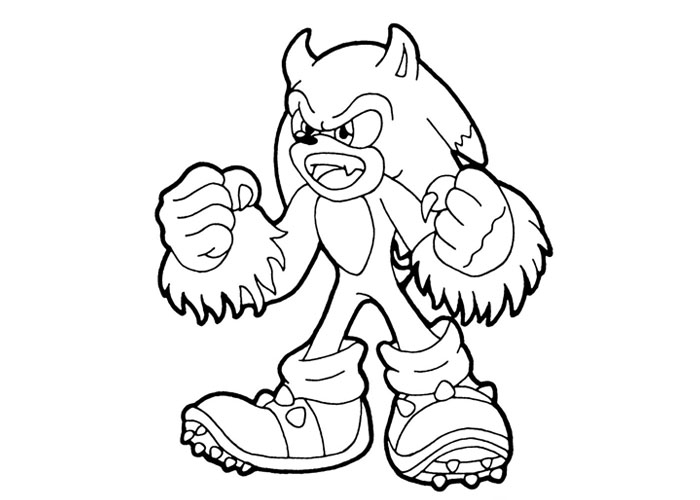 Coloriage de Sonic le Hérisson en pleine course à travers un paysage dynamique