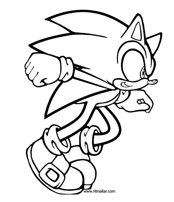 Coloriage de Sonic le hérisson en pleine course à travers un décor dynamique