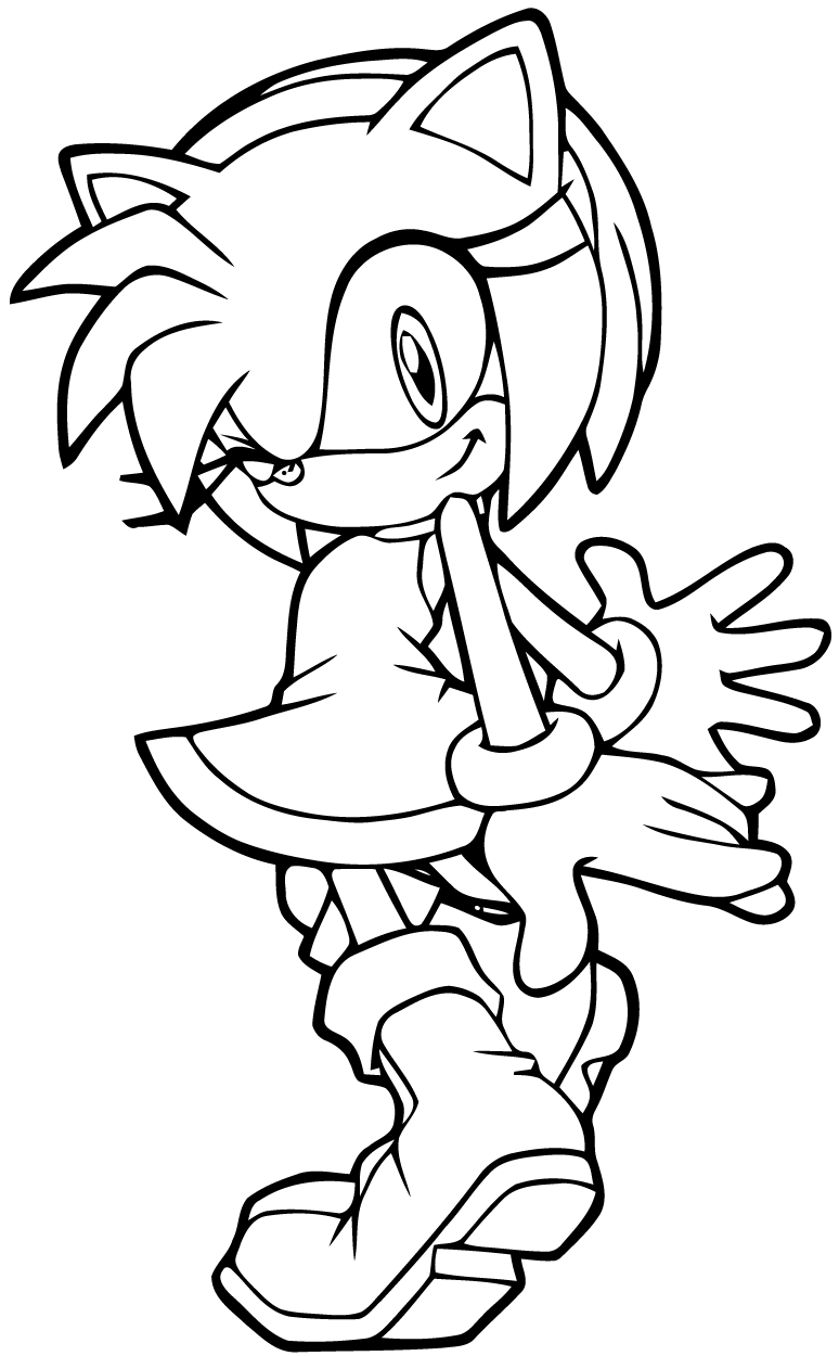Coloriage de Sonic le Hérisson en pleine course sur un chemin sinueux