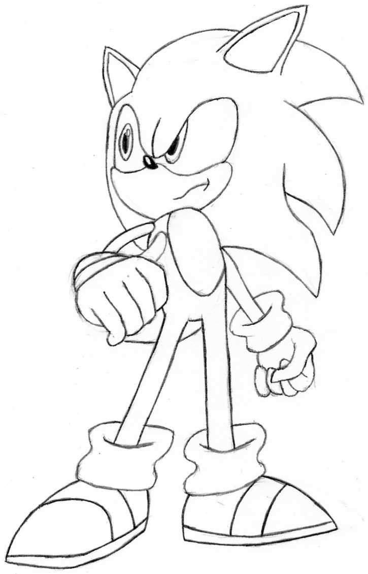 Coloriage de Sonic, le hérisson en pleine course sur un fond dynamique