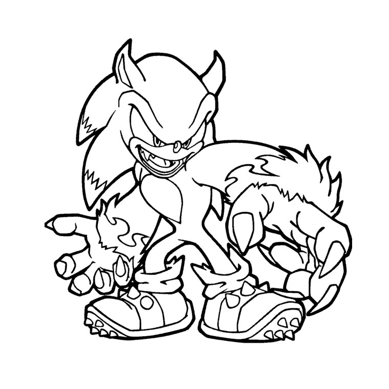 Coloriage de Sonic le Hérisson en pleine course