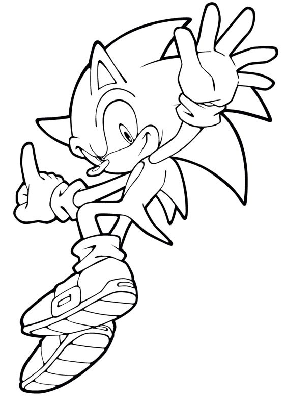 Coloriage de Sonic, le hérisson, en pleine course sur un chemin sinueux