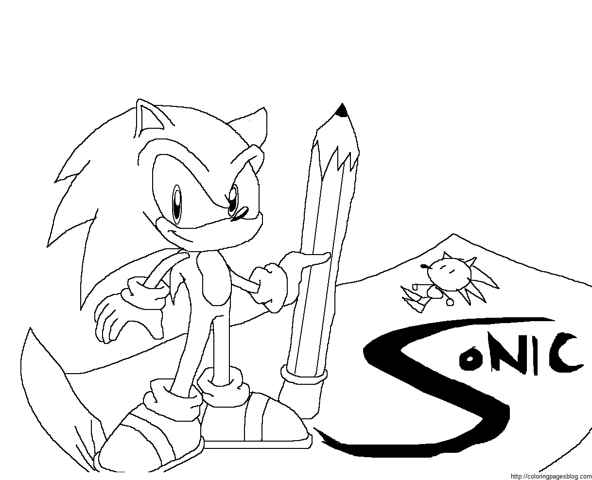 Coloriage de Sonic le Hérisson en pleine course sur un chemin