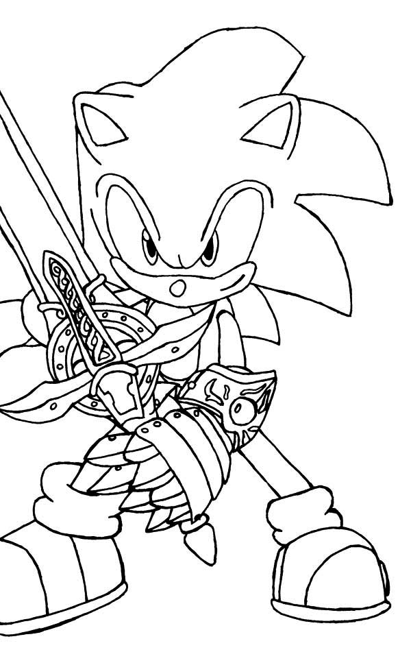 Coloriage de Sonic le Hérisson en pleine course dans un décor dynamique