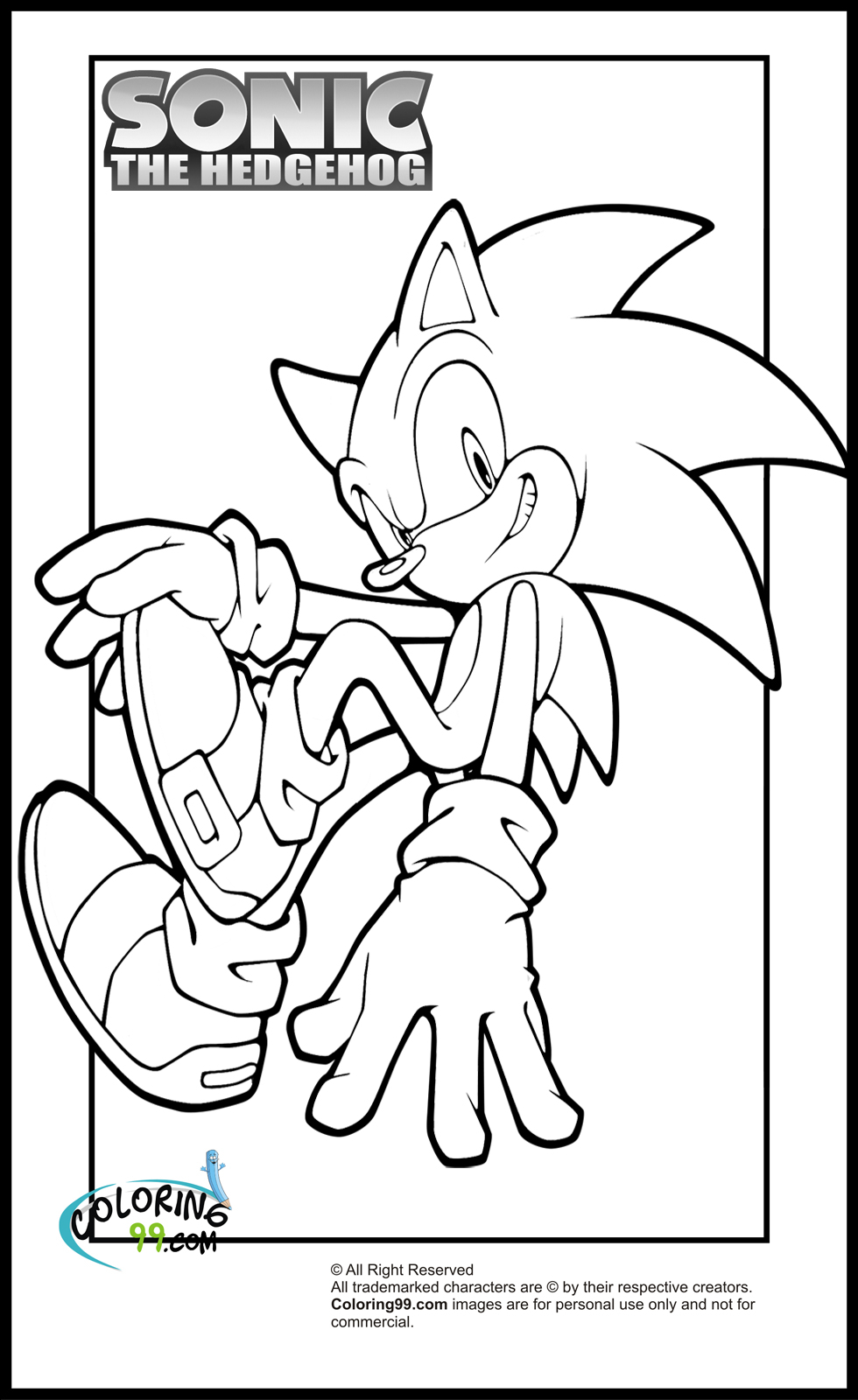 Coloriage de Sonic le Hérisson en pleine course dans un décor dynamique