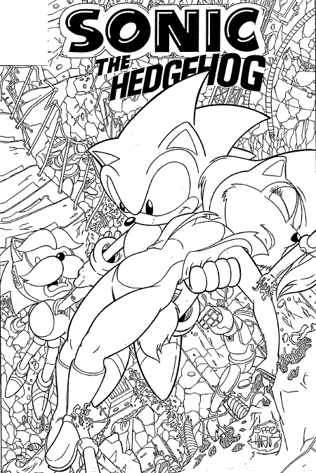 Sonic le hérisson courant à pleine vitesse dans un décor dynamique