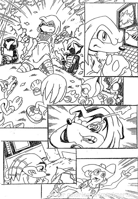 Coloriage de Sonic le hérisson en pleine course sur un terrain varié