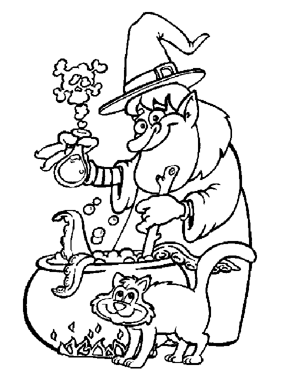 Un sorcier en pleine incantation devant un chaudron