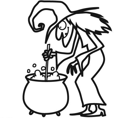 Une sorcière en train de préparer une potion dans son chaudron
