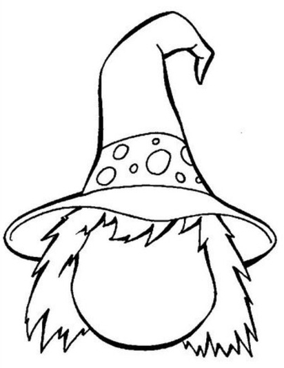 Coloriage d'une sorcière sur son balai dans un ciel étoilé