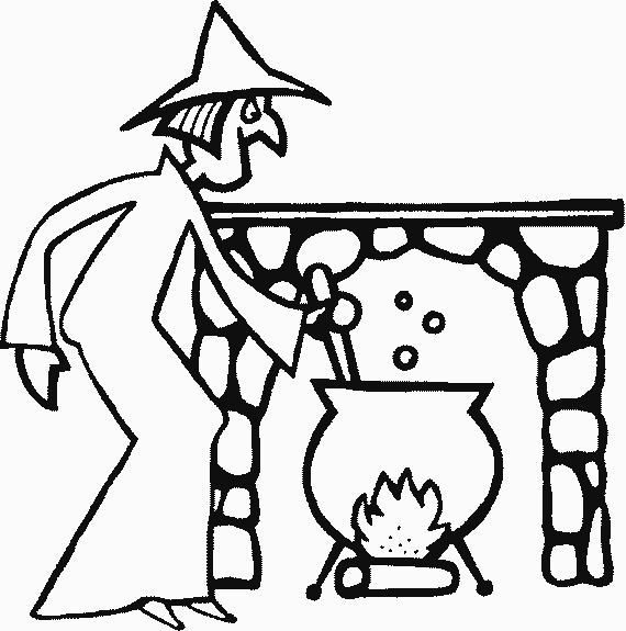 Une sorcière préparant une potion dans sa cabane