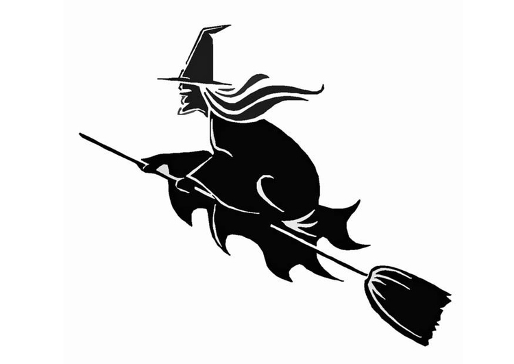 Coloriage d'une sorcière préparant une potion dans sa chaumière