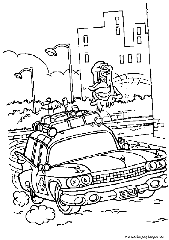 Coloriage de l'équipe des SOS Fantômes en action dans New York