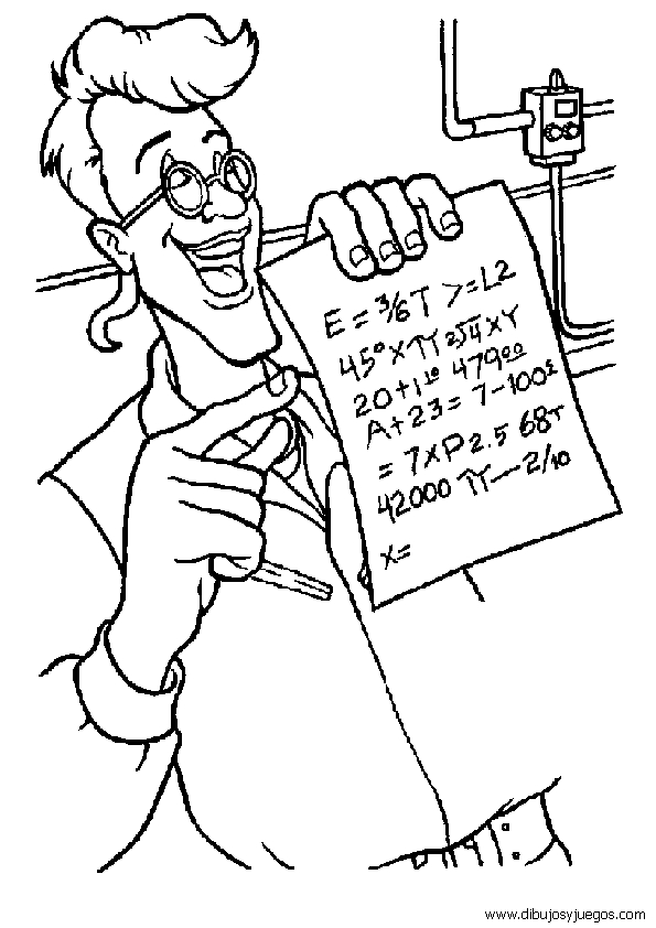 Coloriage de l'équipe des SOS Fantômes face à un fantôme