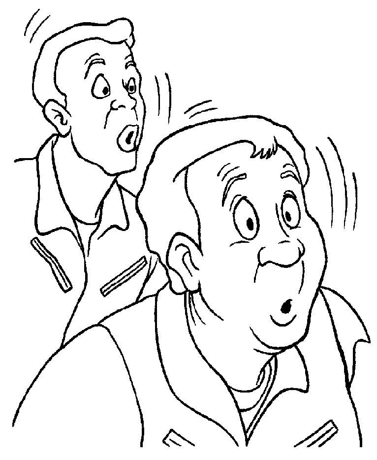 Coloriage d'une scène emblématique de SOS Fantômes avec les personnages principaux