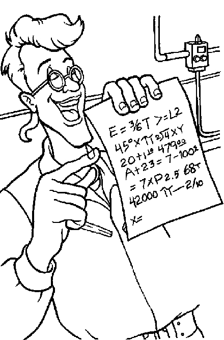 Coloriage de Ghostbusters avec des fantômes et des équipements de chasse