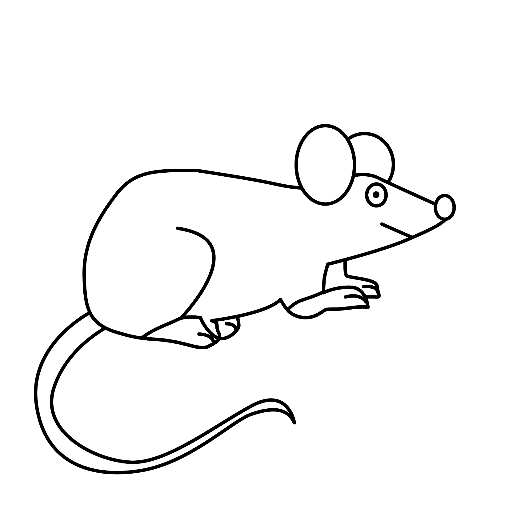 Une souris souriante entourée de fleurs et d'herbe