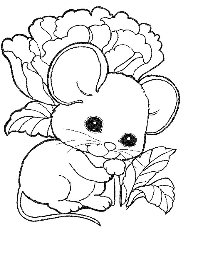 Un coloriage de souris curieuse dans un environnement naturel