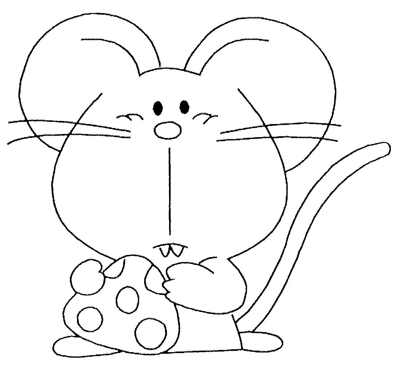 Un dessin de souris en pleine activité entourée d'éléments naturels