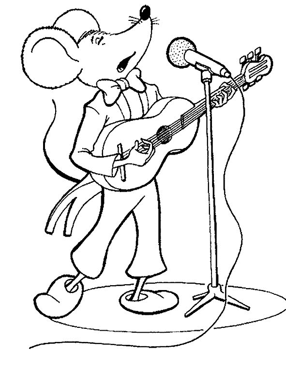 Coloriage d'une souris joyeuse dans un décor naturel