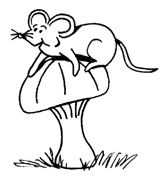 Coloriage d'une souris joyeuse sur un fond simple