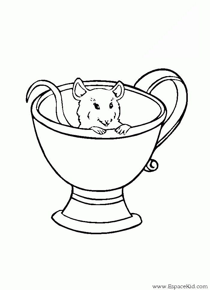 Une souris joyeuse entourée de fleurs et de champignons