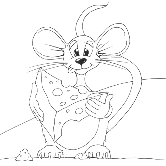 Coloriage d'une souris espiègle sur un fond de nature